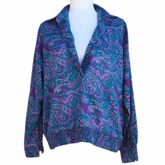 Alfred Dunner Multicolored Paisley Collared Blouse - Picture 4 of 10